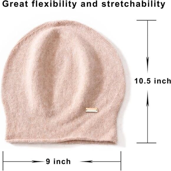 Cashmere Slouchy Knit Beanie Hat for Women Pink - Picture 3 of 5